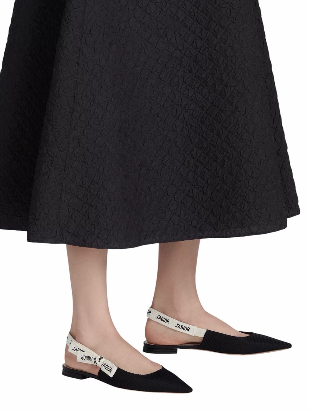 Christian Dior J'Adior Pointed Toe Cloth Slingback Flats Black Size 37